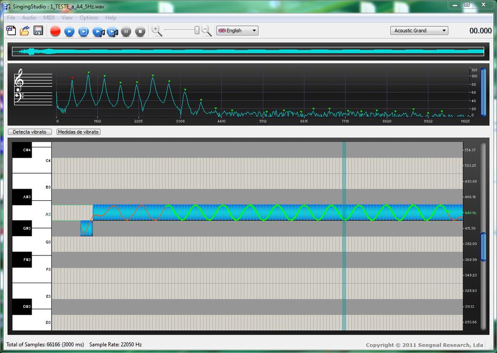 4.6 - Biofeedback do Vibrato Figura 32 Detecção de vibrato no SingingStudio.