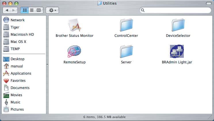 Para Utilizadores de Rede 2 Utilitário de configuração BRAdmin Light (Para utilizadores Mac OS X) O software Brother BRAdmin Light é uma aplicação Java que foi concebida para o ambiente Apple Mac OS