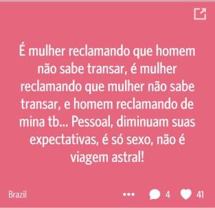 Tabela 01 Exemplificação das categorias Político Social Sexo Mensagens diversas Particularidades