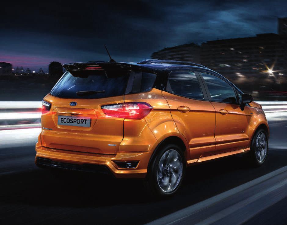 O estilo de um desportivo. EcoSport ST-Line A versão ST-Line proporciona todo o pragmatismo dinâmico do Ford EcoSport aliado ao estilo apelativo de inspiração desportiva.