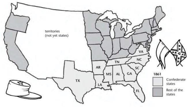 Instruções O texto abaixo é complementado por um diagrama, use-os para responder as questões. In 1861 there were 33 states.