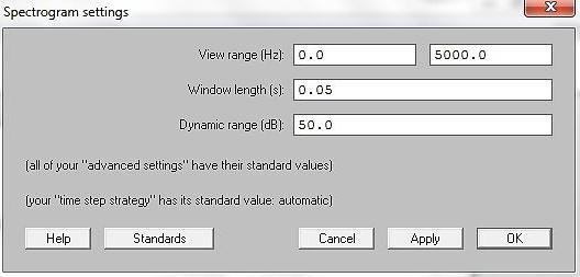 Figura 20 Exemplo da configuração de um espectrograma