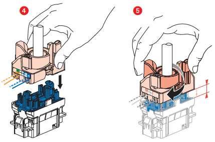 10. CONEXÃO DO RJ45 (Cont.) RJ conectores 45 estão equipados com uma porca de bloqueio que não requer a utilização de uma ferramenta específica, o que permite o retrabalho em caso de erro.