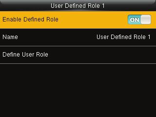 5 Papel do usuário Definir os direitos do usuário de operar o menu (no máximo 3 funções podem ser definidas).