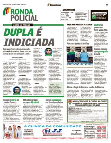 NOTICIÁRIO RONDA POLICIAL Coluna dedicada a esclarecer ao leitor do Diário Gaúcho, todas as notícias policiais do estado do RS. 5colx8,3cm Subsidiado: R$ 16.
