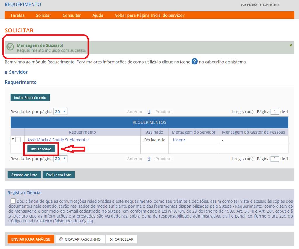 Estando correto o preechimento das informações