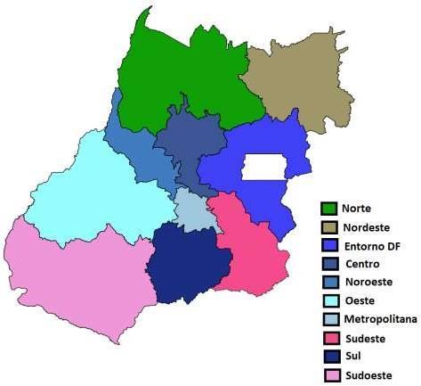 1. Descrição do Evento Na figura a seguir é apresentada a área de concessão da CELG Distribuição, dividida em regiões, a serem analisadas neste relatório.