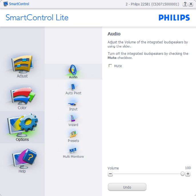 A única forma de iniciar o SmartControl Lite é a partir do atalho existente no ambiente de trabalho ou a partir do ficheiro do programa.