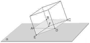 Considere que a superfície livre do líquido no interior do cubo seja um retângulo ABCD com área igual a 32 5 dm 2. DETERMINE o volume total, em dm 3, de água contida nesse cubo.