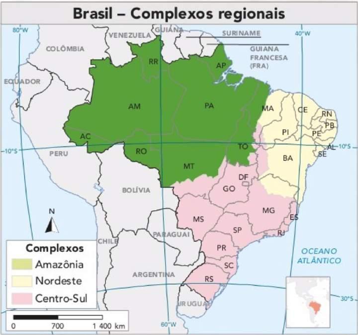 Complexos inter-regionais Divisão regional geoeconômica elaborada pelo Pedro Pinchas Geiger - 1967 Amazônia - Nordeste -