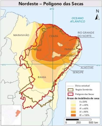 Polígonos das secas - Criado em 1936 - Região criada pelo governo federal para envolver áreas que são