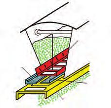 aberturas da placa fixa tremonha através de um fundo móvel constituído por uma série de ripas metálicas longitudinais, montadas sobre duas a quatro correntes motrizes.