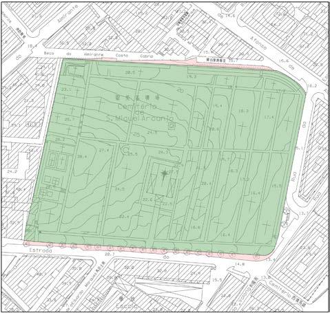 área da Zona de Protecção Provisória Não registado Cemitério Sítio Classificado Área com cerca de 621m²
