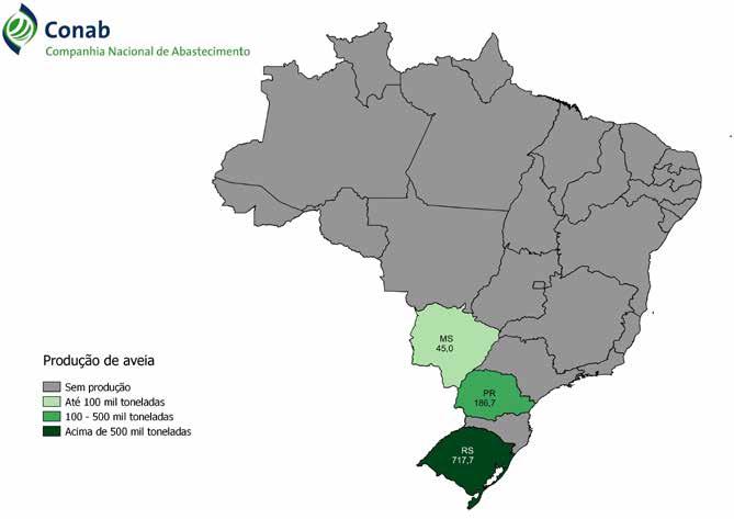 Figura 19 Mapa da produção agrícola Aveia Conab ACOMPANHAMENTO DA SAFRA