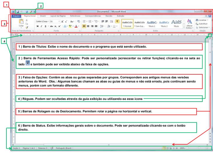 10.3. Word 2010, 2013 e detalhes gerais CONHECIMENTOS ESPECÍFICOS Agenciador de Serviços Funerários Figura 30: Tela do Microsoft Word 2010 As guias foram criadas para serem orientadas por tarefas, já