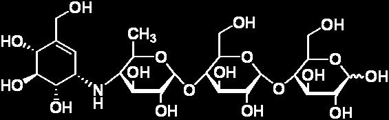 Fig.4. Estrutura molecular do inibidor acarbose (Brzozowski & Davies, 1997).