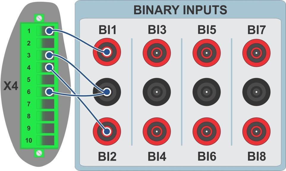 5 1.3. Entradas Binárias Ligue a Entrada Binária (Binary Input) na saída binária do relé, localizada no slot X4.