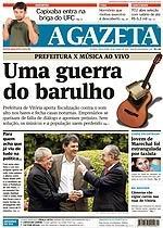 No jornal a cor azul é colocada como uma faixa atrás do nome A Gazeta e no Programa é a cor azul que preenche as letras da palavra A Gazeta.