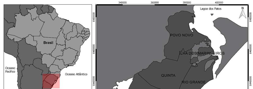 embocadura da Laguna dos Patos. Seu clima é caracterizado por baixa latitude média, com verões quentes e longos e precipitação durante todos os meses. Como ressalta Krüsche (2002, p.