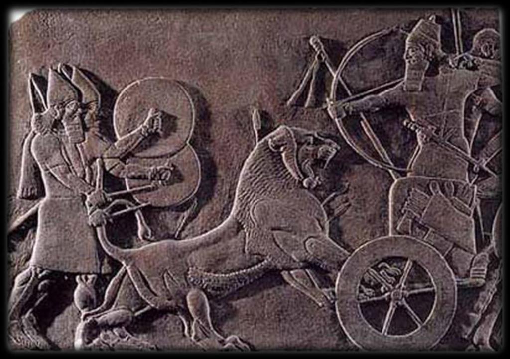 10 07) A imagem representa cenas de guerra feitas em painéis de pedras esculpidos em