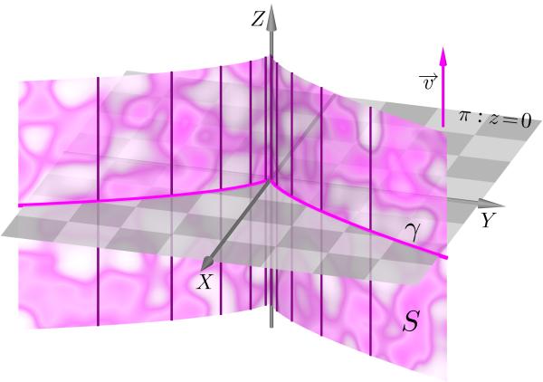 Sendo S = { (x, y, z) y = x 3 }, vemos que S é uma superfície cilíndrica tal que y = x 3 γ : z = 0 é uma de suas diretrizes e v = (0, 0, 1) (paralelo ao eixo OZ) é a direção de suas geratrizes.