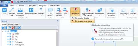 Em processamento você pode ordenar as operações existentes no nesting carregado, feito os ajustes necessários, clique em aplica, feito isso irá aparecer uma mensagem na tela pedindo se deseja fechar