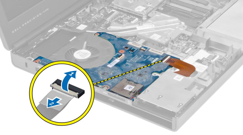 4. Retire o parafuso que fixa a placa de E/S ao computador. Levante a extremidade direita da placa de E/S para desencaixar o conector e retire-a do conputador. Instalar a placa de E/S 1.