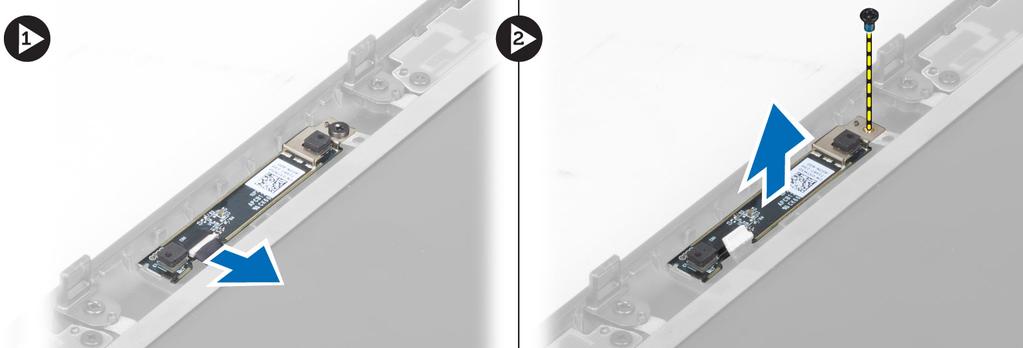 3. Ligue o cabo LVDS e cole a fita adesiva. 4. Alinhe o painel do ecrã na posição original no computador. 5. Aperte os parafusos para fixar o painel do ecrã ao conjunto do ecrã. 6. Instalar: a.