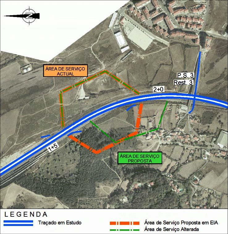 Não obstante esta relocalização apresentar uma maior proximidade à povoação de Penedos, o aglomerado situa-se a uma cota superior à da plataforma da área de serviço,