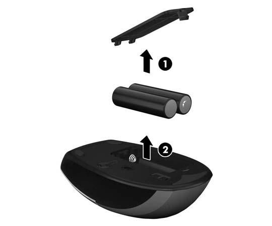Figura 2-26 Remoção das baterias do mouse sem