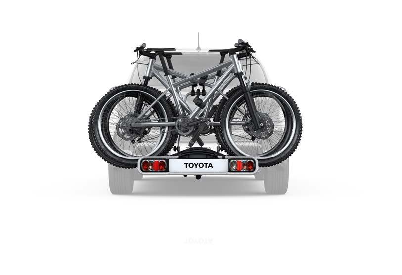 SUPORTES DE BICICLETAS Suporte traseiro para bicicletas A Toyota dispõe de uma escolha de suportes de bicicletas para serem montados na traseira do veículo para transporte de 2 ou 3 bicicletas.
