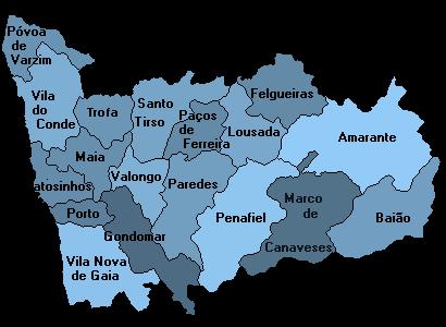 PORTUGAL E O DISTRITO DE PORTO (MUNICÍPIOS) Continente:
