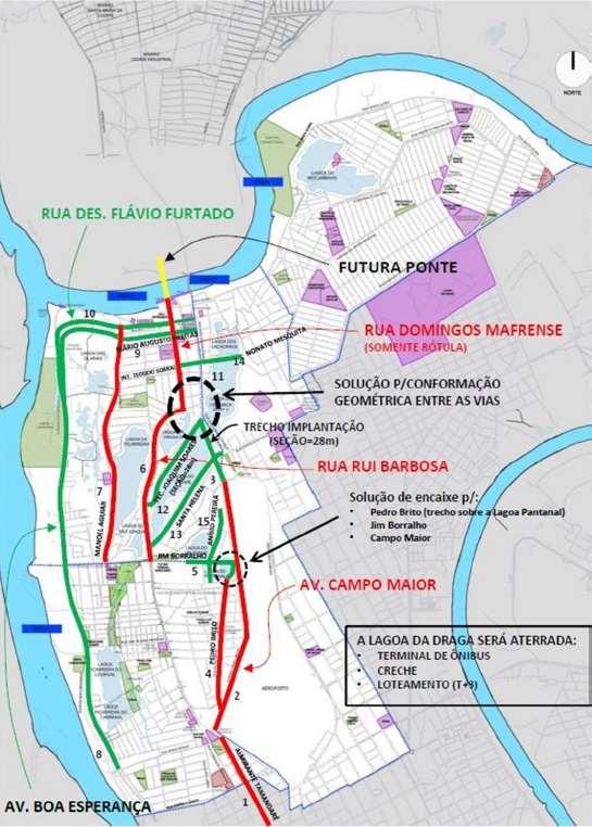 4.2.4 Sistema Viário Descrição: Melhoria da infraestrutura viária já existente nas Áreas 1, 2 e 3 visando facilitar a mobilidade urbana da região abrindo canais de comunicação entre as lagoas e de