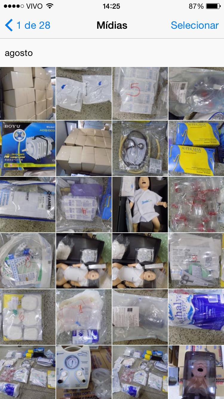 Material entregue em agosto/2015 nas 41 maternidades em 33 municípios das 27 UF Convênio MS-SPDM 792694/2013 Caixa com material completo