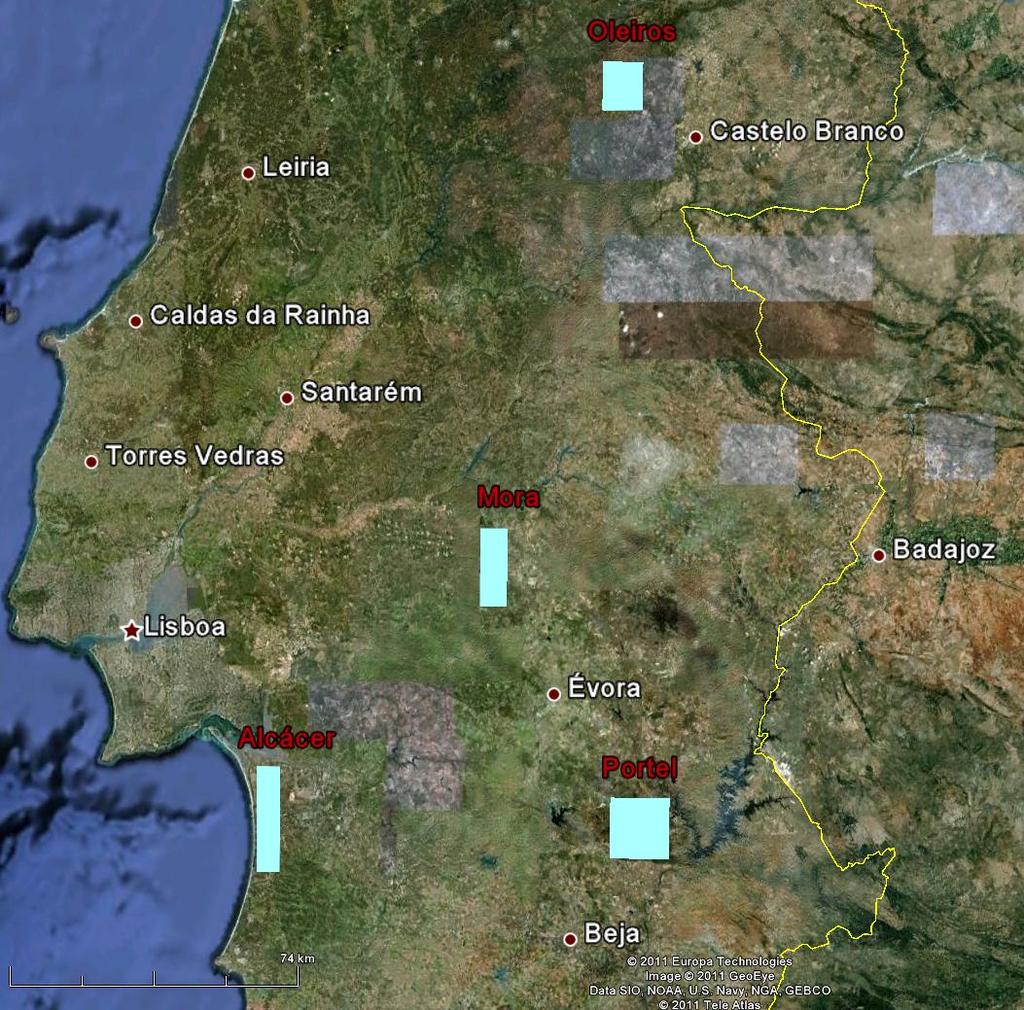 2. Áreas de estudo Região de Mora (133km 2 ) - Agosto de 2006 Região de Portel (225km 2 ) - Maio de