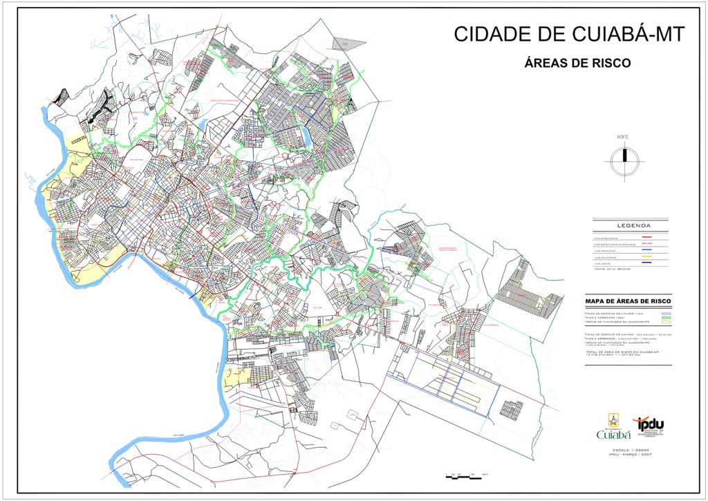 Figura 2 - Áreas de Riscos às Enchentes em Cuiabá/MT.