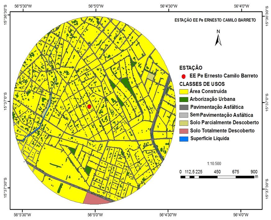 3016 FRANÇA;MAITELLI; NOGUEIRA Figura 4: Usos do solo no entorno da EE PECB Elaboração: Costa, L. M.