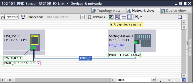 Para que o Controlador, aqui a CPU1516F-3 PN/DP, possa encontrar os Devices PROFINET atribuídos na rede, os nomes de dispositivos precisam ser atribuídos a esses.