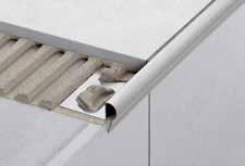 Schlüter-TREP-G / -GL é um perfil para escadas em aço inoxidável escovado com uma superfície de contacto antiderrapante colada.