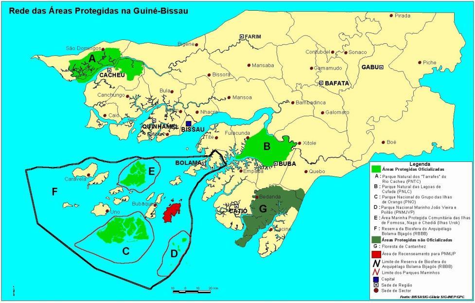1.1. Sistema Nacional de Áreas Protegidas Actualmente a Guiné-Bissau conta com uma Rede Nacional das Áreas Protegidas (RENAP) que cobre uma superfície total de cerca de 470.
