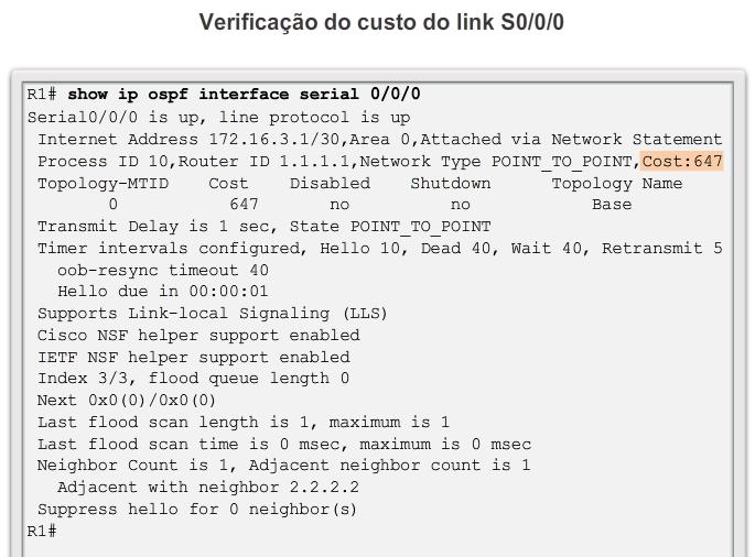 Custo do OSPF Ajustando a largura de banda de referência Use o comando command -