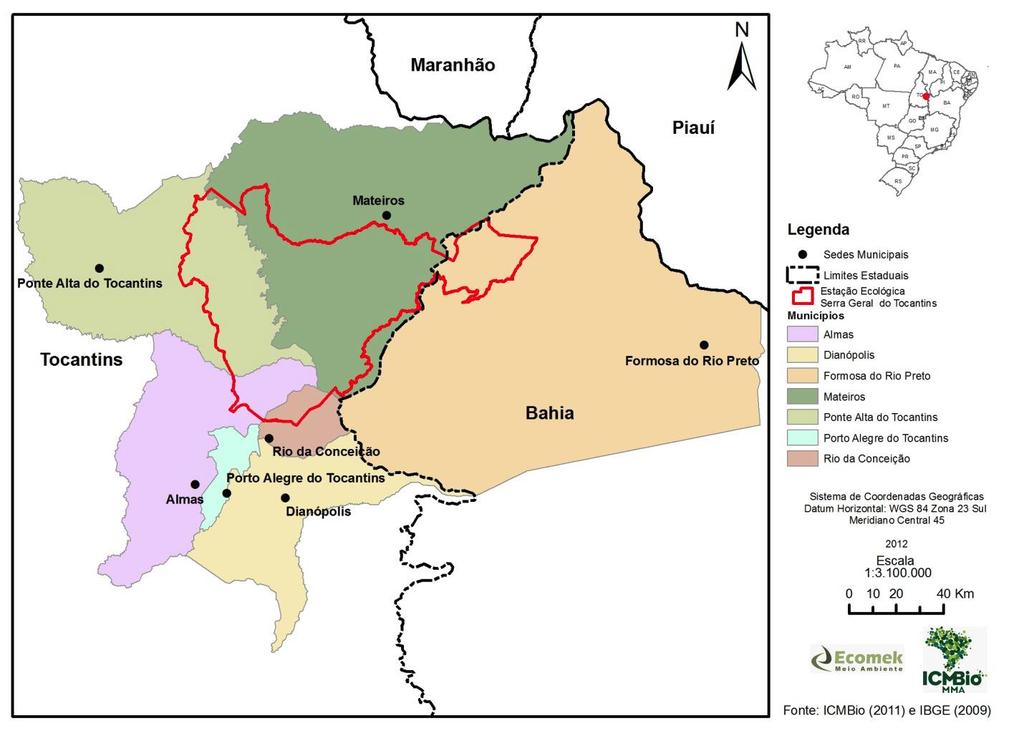 APRESENTAÇÃO Localizada no Jalapão (TO) - em área prioritária para conservação da biodiversidade em função da importância biológica extremamente alta, segundo o MMA (2007) - a Estação Ecológica Serra