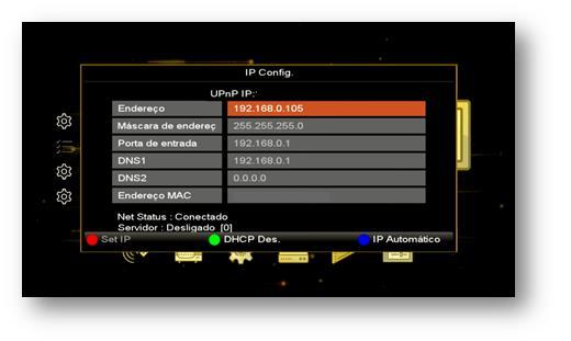 Composto de 4 opções com funções pré-determinadas: IP Config Configuração sem fio 3G Setup Mobile Application 7.1.