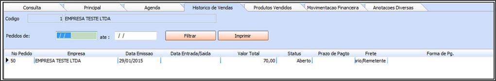 esse cliente contendo ainda informações como: Data de emissão, valor, e número do