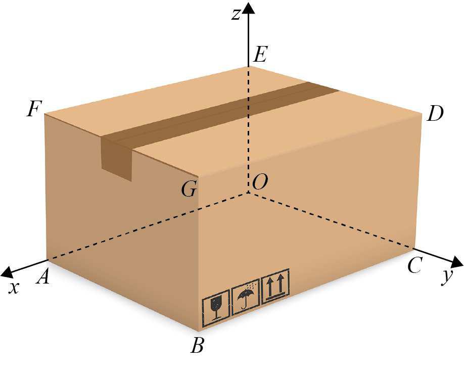 Proposta de teste de avaliação [outubro 018] 4. Na figura está representada, num referencial o.n. Oxyz, uma caixa com a forma de um paralelepípedo. Sabe-se que:.