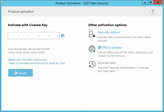 4 Activação local ESET Mail Security Neste ponto vamos ilustrar o processo de activação local do ESET Mail Security conforme