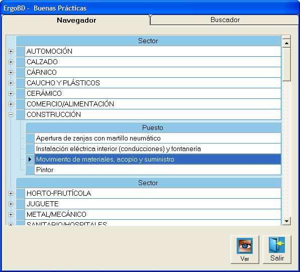 MANUAL DEL USUARIO BUENAS PRÁCTICAS Esta unidad de la base de datos ErgoBD ofrece ejemplos de puestos de trabajo, pertenecientes a diferentes sectores de actividad (automoción, calzado, cárnico,