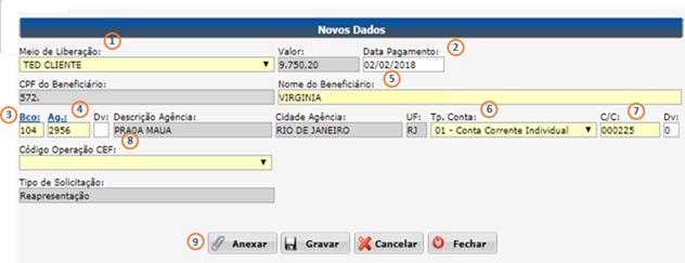 REAPRESENTANDO TELA DE REAPRESENTAÇÃO DETALHE DO CONTRACHEQUE UPLOAD DE ARQUIVOS TELA DE REAPRESENTAÇÃO 1 MEIO DE LIBERAÇÃO Liberação via TED Liberação via OP 2 DATA DE PAGAMENTO Apresenta