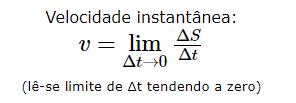 Variação de tempo (Δt): diferença entre o instante final (tf) de observação e no instante inicial (ti).