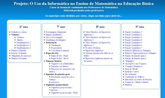 medidas são abordados perímetro, área e volume de figuras desenhadas em malhas.